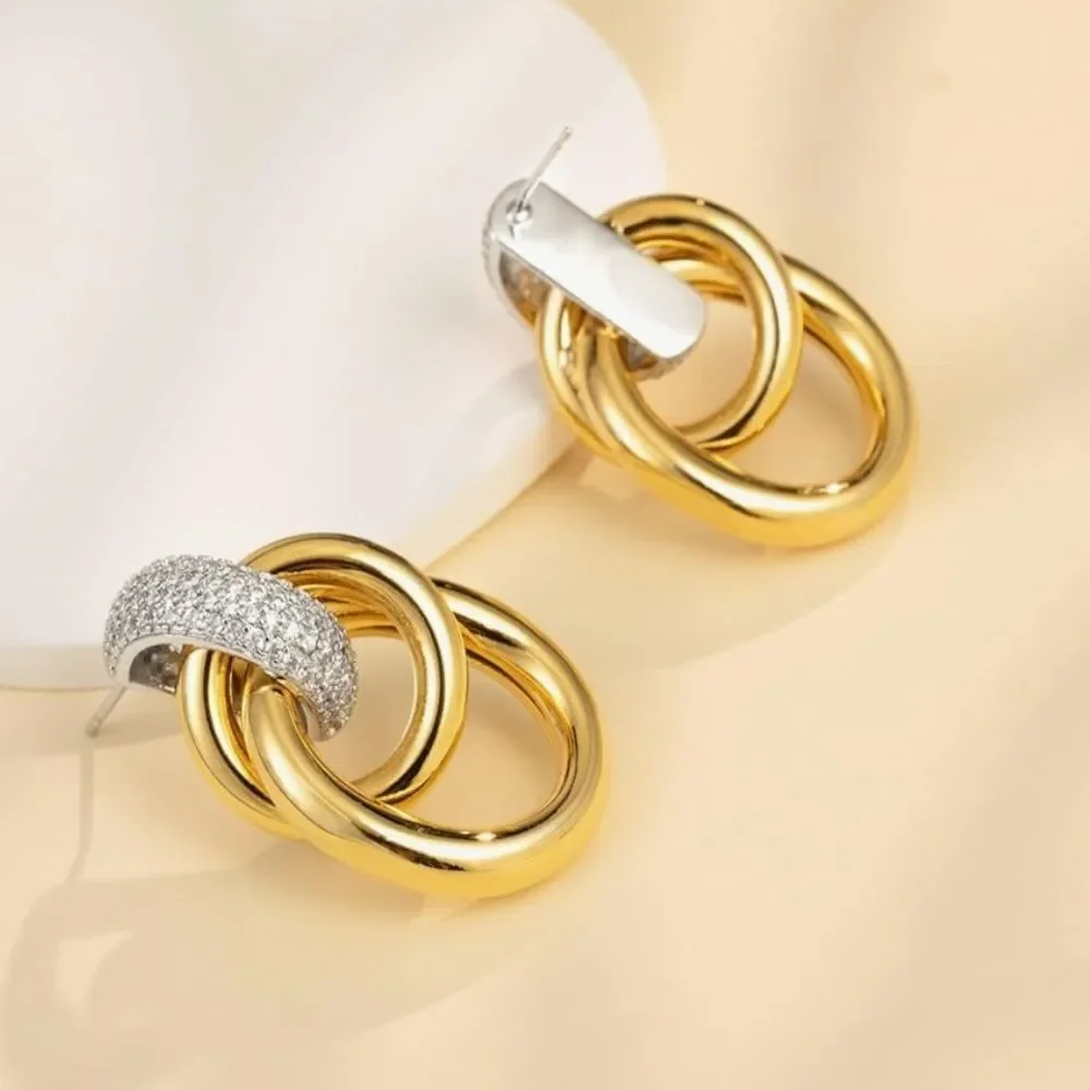 NEW 18k Gold Plated Gold and Silver Plated Statement Earrings